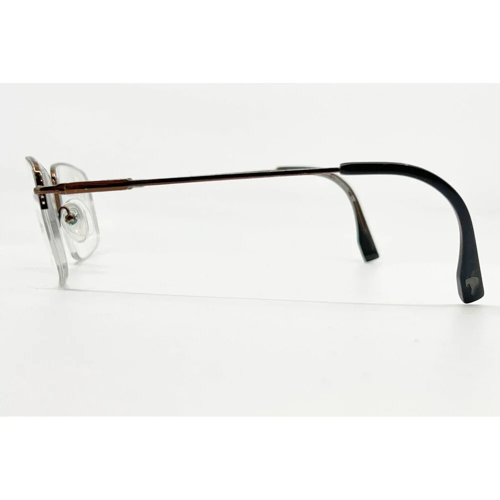 Tura Eyeglass Frames Mens Brown Semi Rimless Rectangular Metal 53-18-140